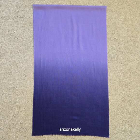 Wool/Cashmere Ombre Gradient Blue Scarf - Picture 8 of 8